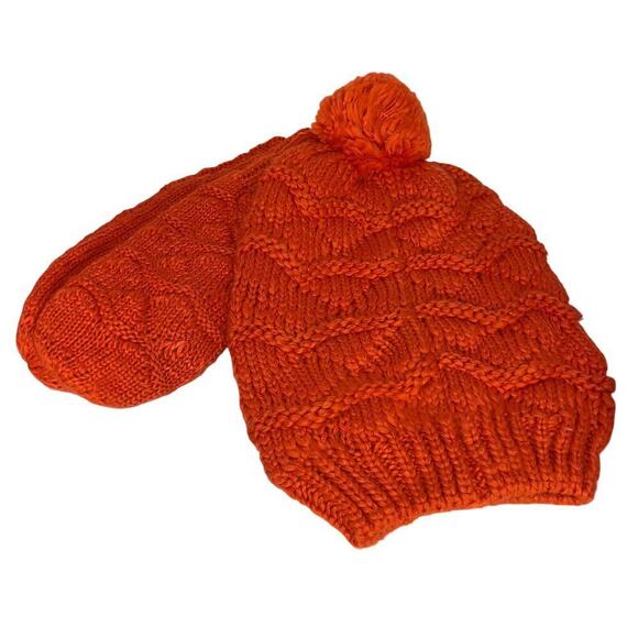 Universal Thread  woven knit orange one size ￼ beanie, hat, and gloves set new ￼ - Picture 3 of 4